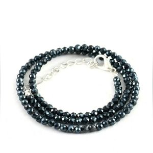 30 CT Beaded Black Diamond Necklace For Women/Men